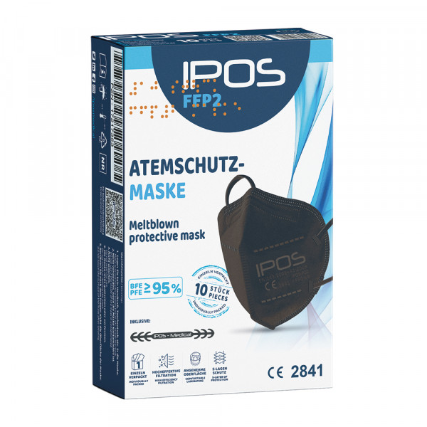 FFP2 Feinstaubfiltermaske Premium Modell: IPOS-Schwarz